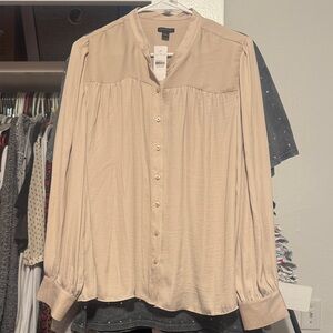 Ann Taylor Light Beige Button-Down Shirt